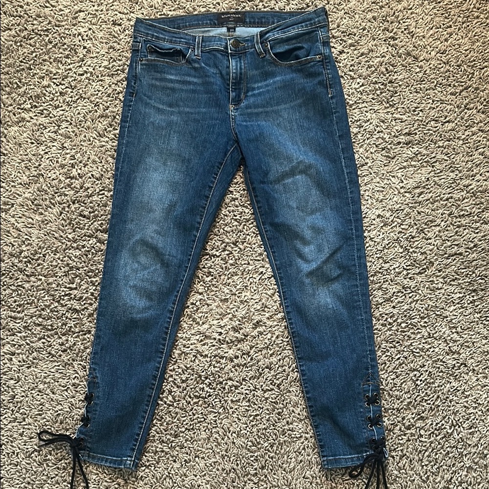 Banana Republic Blue Ankle Jeans with Frayed Hem